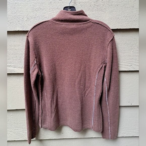NEVE DESIGN Brown 100% Wool Zip Front Sweater Jacket - Large - Picture 3 of 5